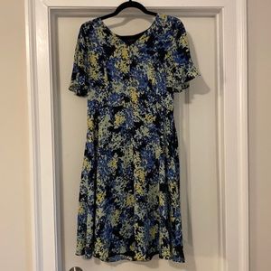 Black Floral Flutter Sleeve Talbots Crepe Dress